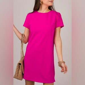Vibrant Pink Short Sleeve Sheath Mini Dress